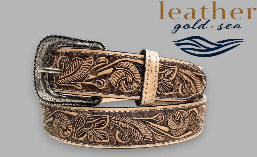 Antique Leather Belt with Silver Buckle – Handmade Leather