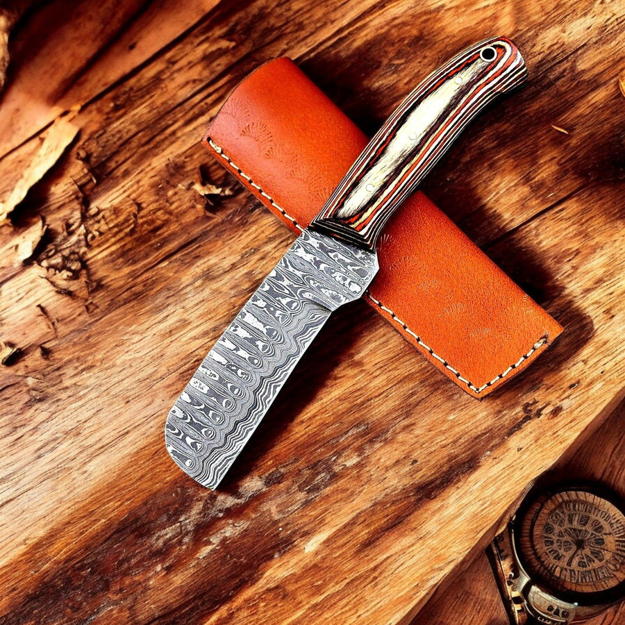 Custom Handmade Bull Cutter Knife – Damascus Steel Blade