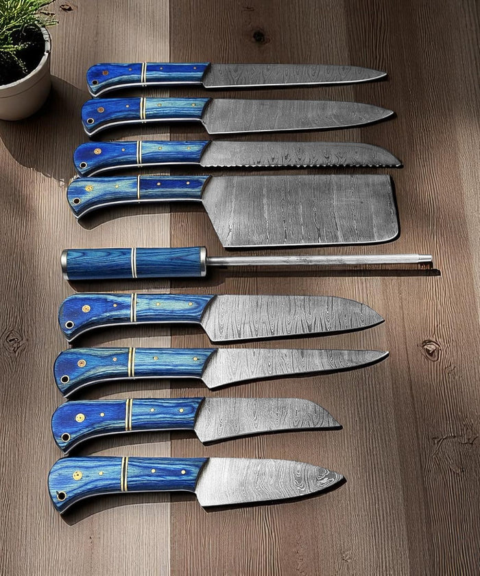 Handmade Damascus Steel Cooking Knives Set
