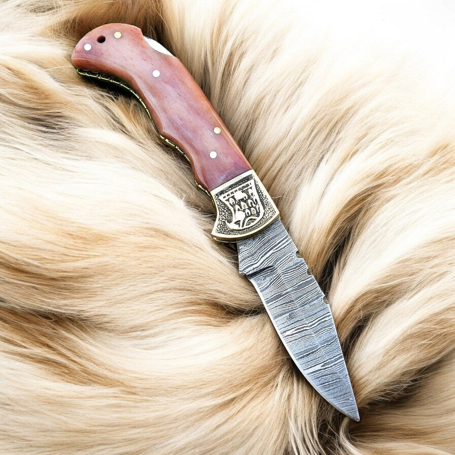 Custom Handmade Damascus Steel Pocket Clip Knife - 3" Blade