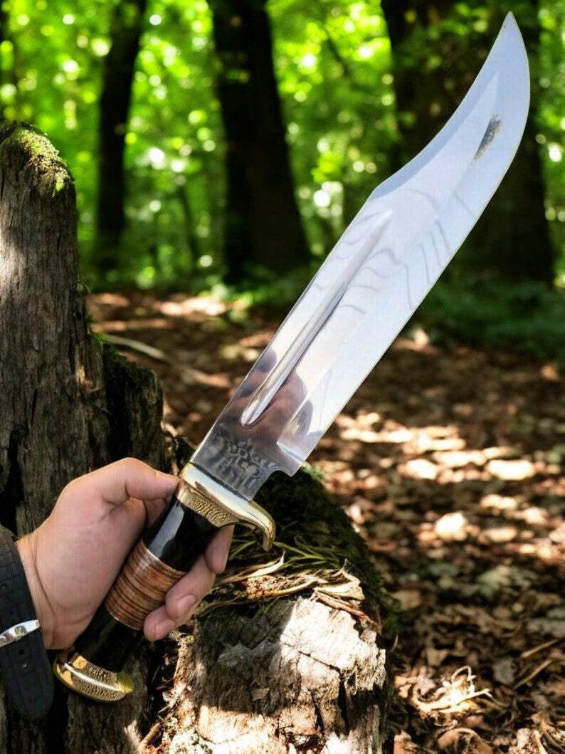 Custom Handmade Bowie Knife – 17" Buffalo Horn Handle