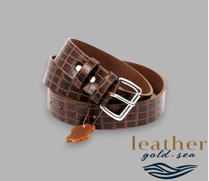 Wide leather belt Brown – Genuine Leather