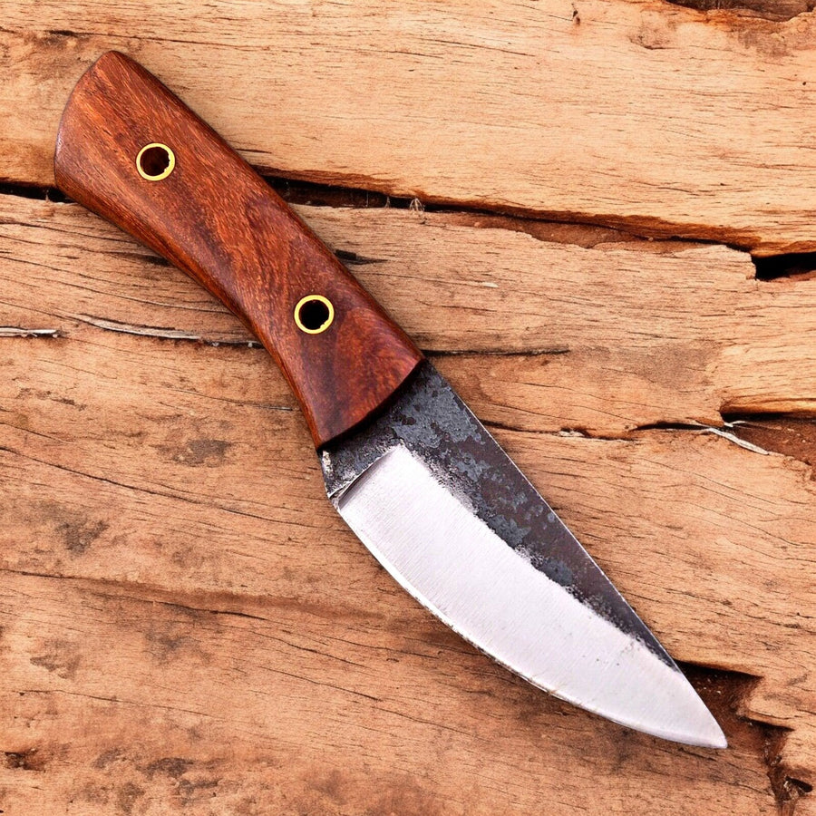 Custom Handmade Carbon Steel Skinning Knife – Rosewood Handle