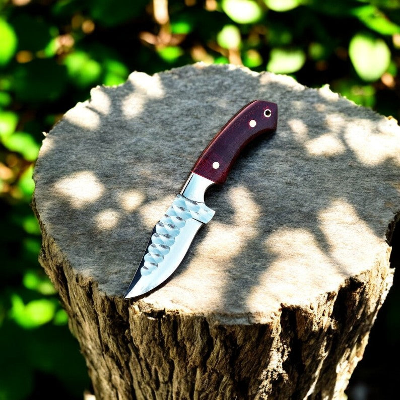 Custom Handmade D2 Steel Skinning Knife - 7.5" Micarta Handle