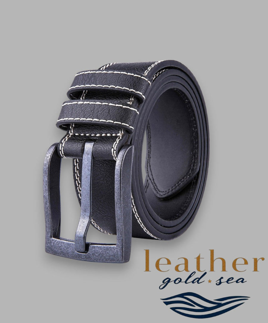 Mens full grain leather Belt - Black, Sizes 32 to 54 Inches