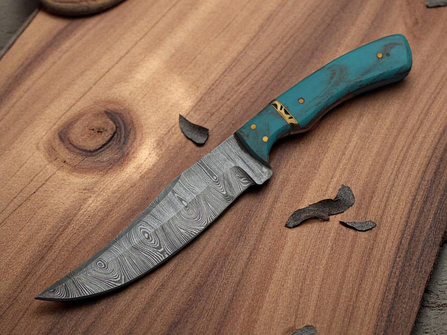 Custom Handmade Damascus Steel Hunting Knife 9"