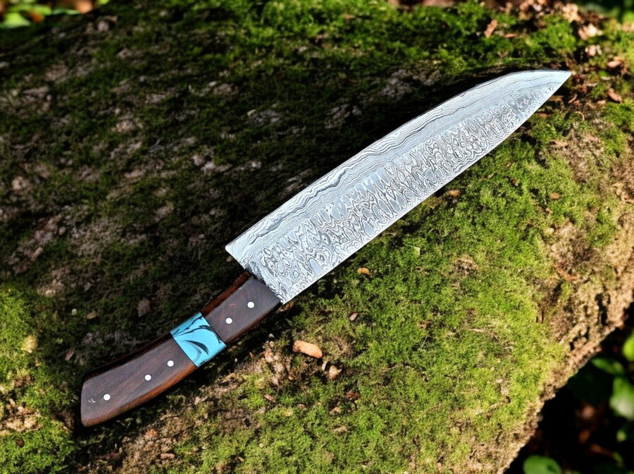 Custom Handmade Damascus Hunting Knife – 13" with Rosewood Handle