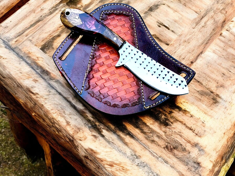 Handmade Cowboy Knife – Rosewood & Epoxy Handle, 8"