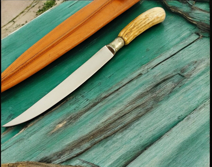 Handmade Stainless Steel Fillet Knife with Ash Wood Handle