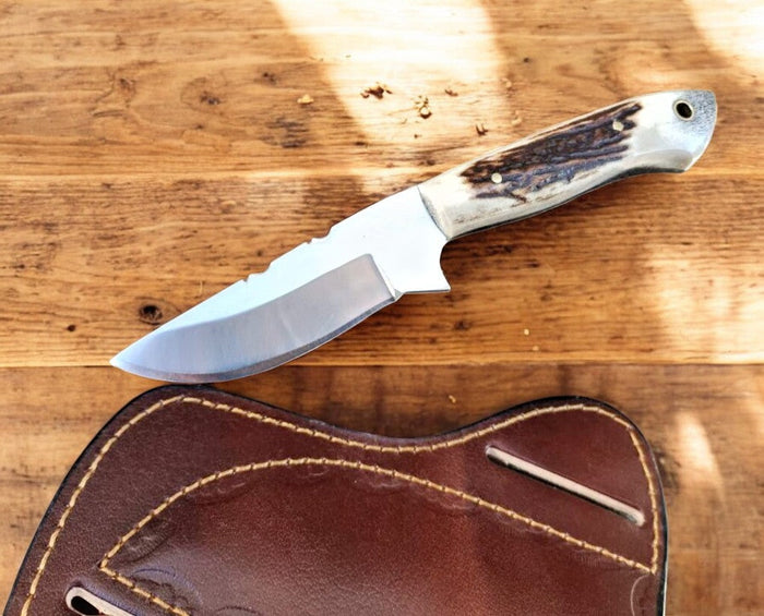 Custom Handmade Cowboy Knife with Antler Horn Handle