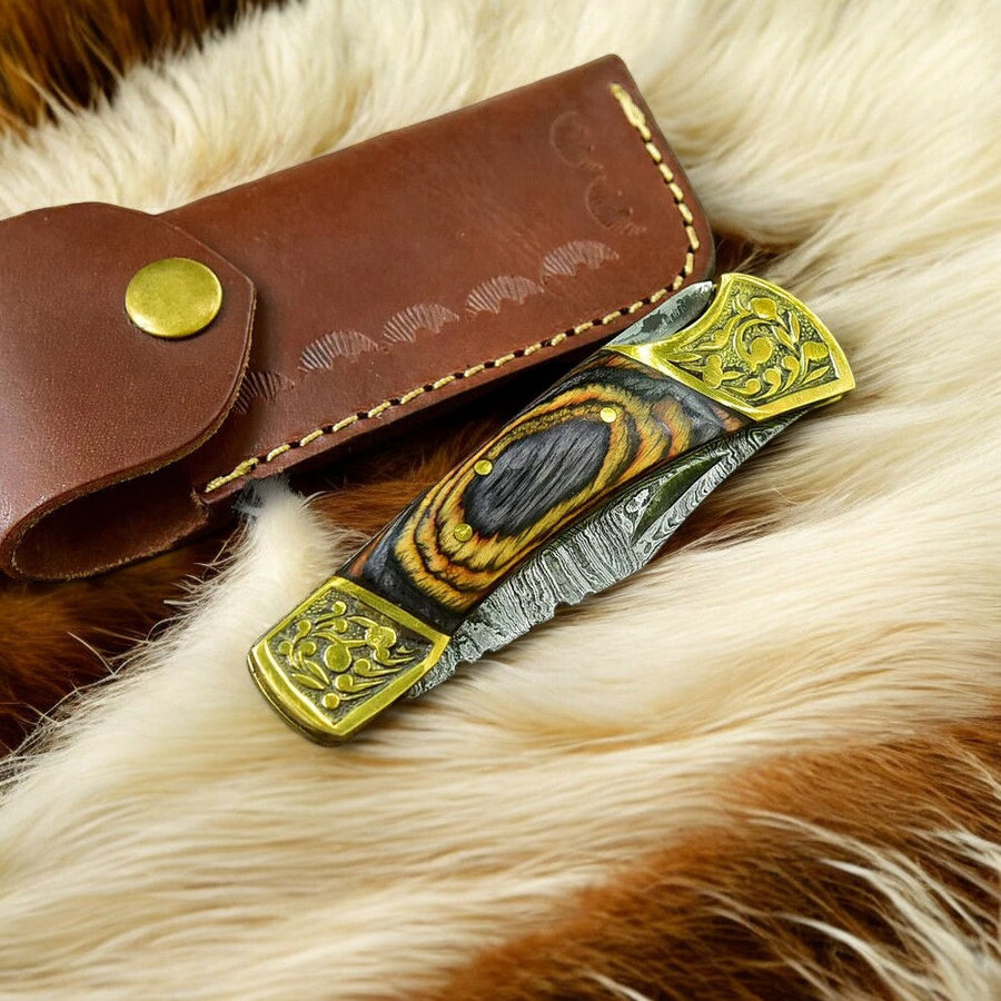 Custom Handmade Damascus Steel Pocket Knife - 3"