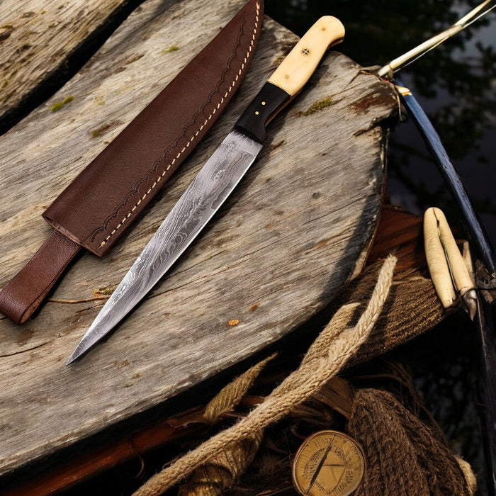Handmade Damascus Steel Fillet Knife – 6.5" Blade