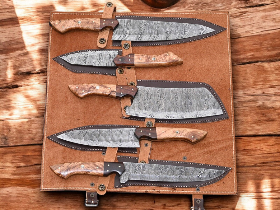 Handmade Damascus Steel Kitchen Knives Set – Rosewood Handle