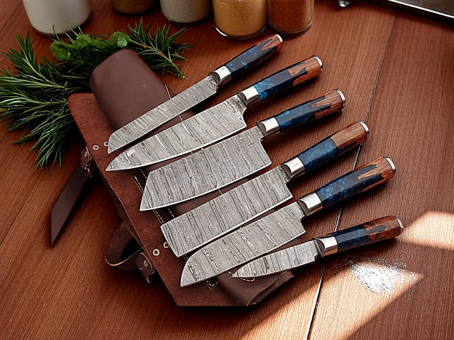 Premium Damascus Cooking Knives Set – Handmade
