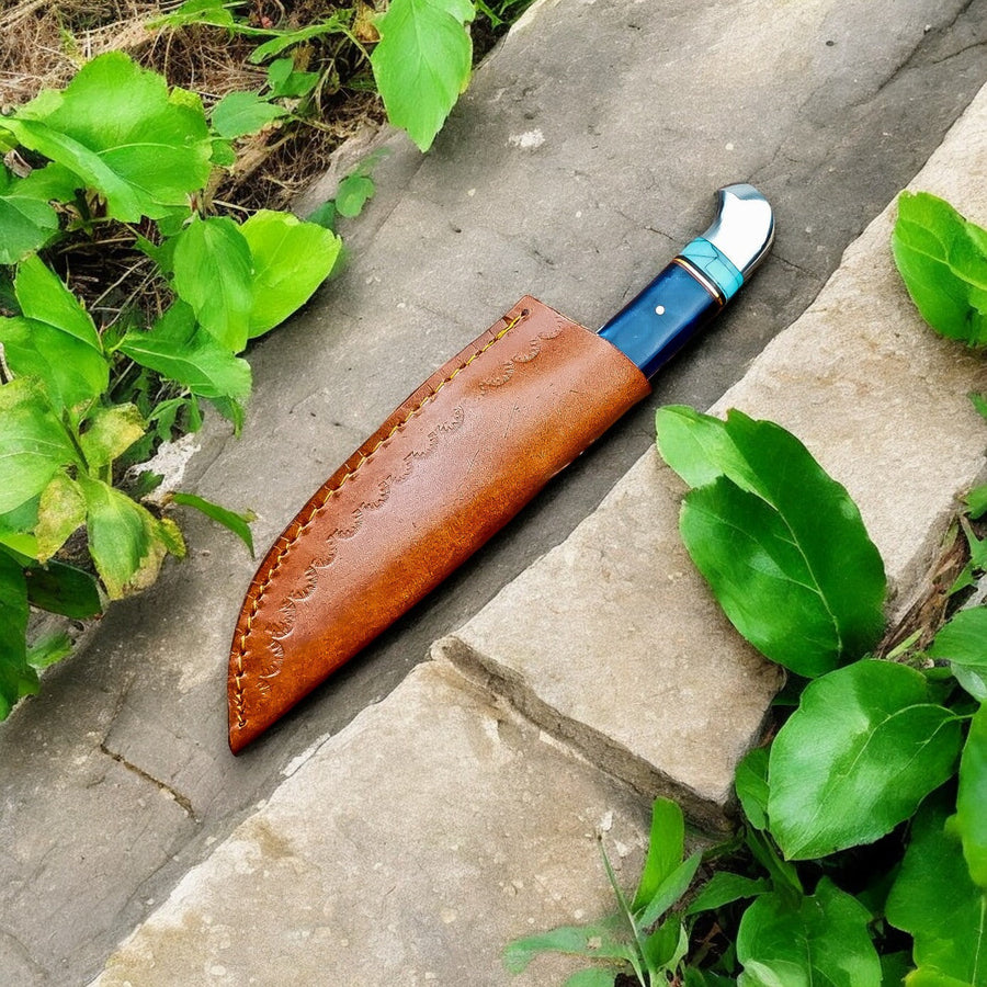 Handmade Damascus Hunting Knife – Epoxy Resin Handle
