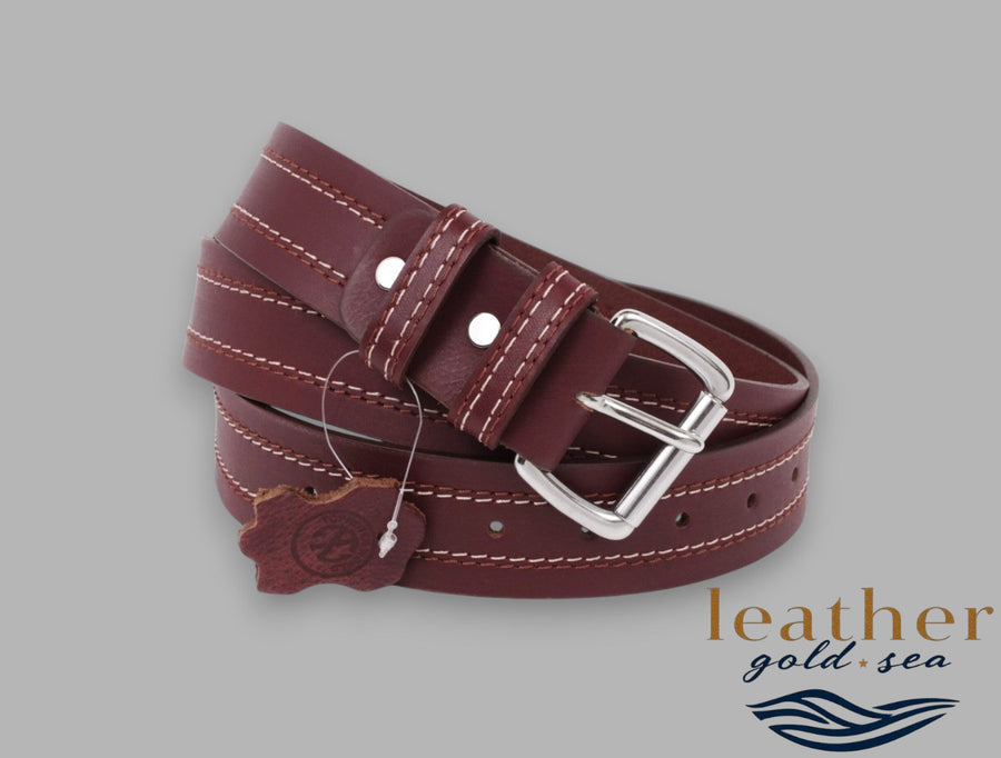 US belt buckle - Dark Brown Leather Belt for Men