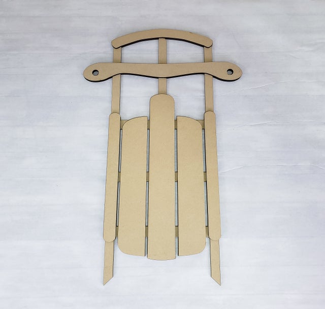 Unfinished antique-style MDF sled door hanger with crossbar and runners