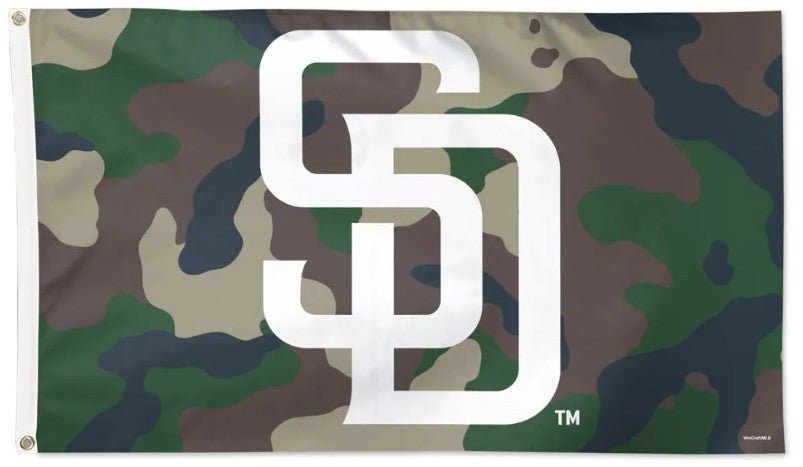 San Diego Padres 3x5 camouflage MLB flag with team logo
