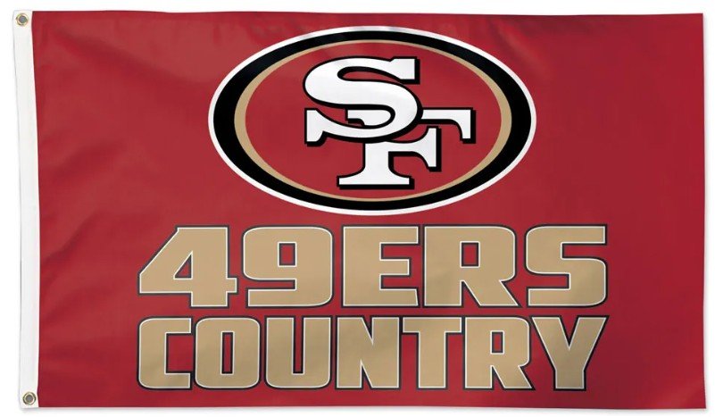 San Francisco 49ers 3x5 white flag with team logo