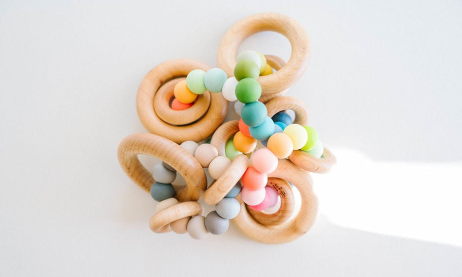 Saturn Ring Baby Teether: Maple & Silicone