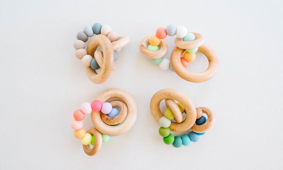 Saturn Ring Baby Teether: Maple & Silicone