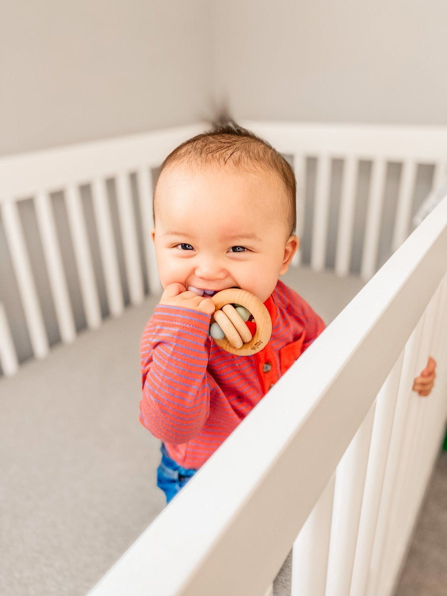 Saturn Ring Baby Teether: Maple & Silicone