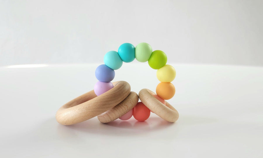 Saturn Ring Baby Teether: Maple & Silicone