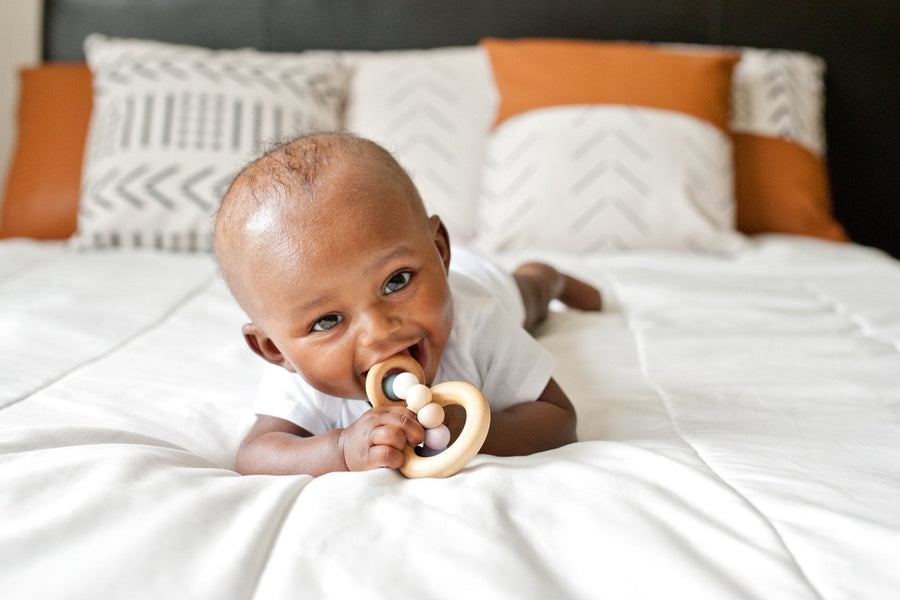 Saturn Ring Baby Teether: Maple & Silicone