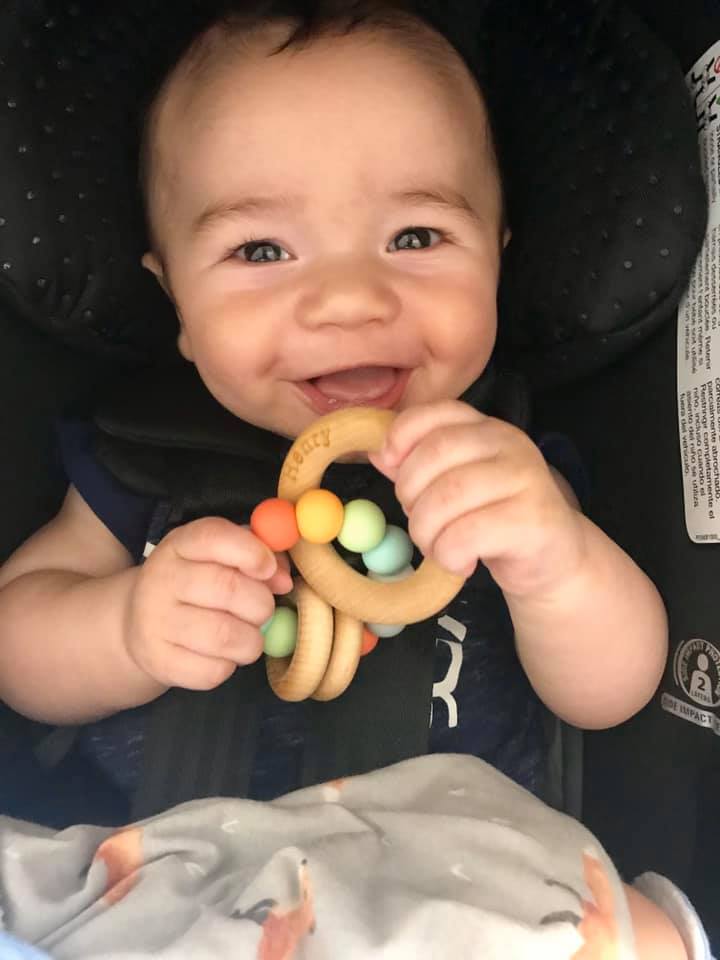 Saturn Ring Baby Teether: Maple & Silicone