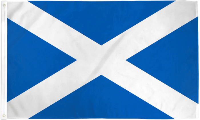 Scotland Saltire flag made in USA with white St. Andrew's Cross on blue field