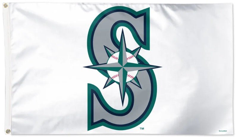 Seattle Mariners 3x5 white flag with team logo