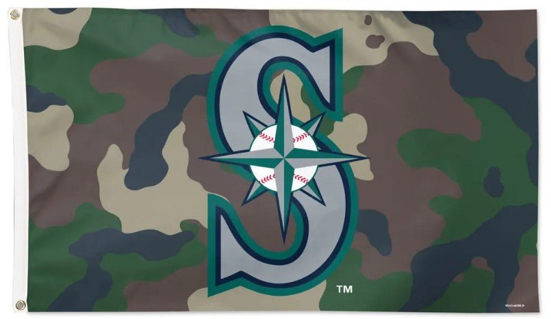 Seattle Mariners 3x5 camouflage MLB flag with team logo