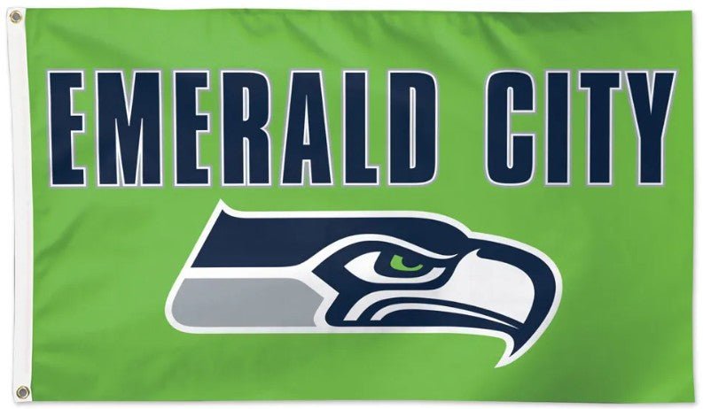 Seattle Seahawks 3x5 white flag with team logo