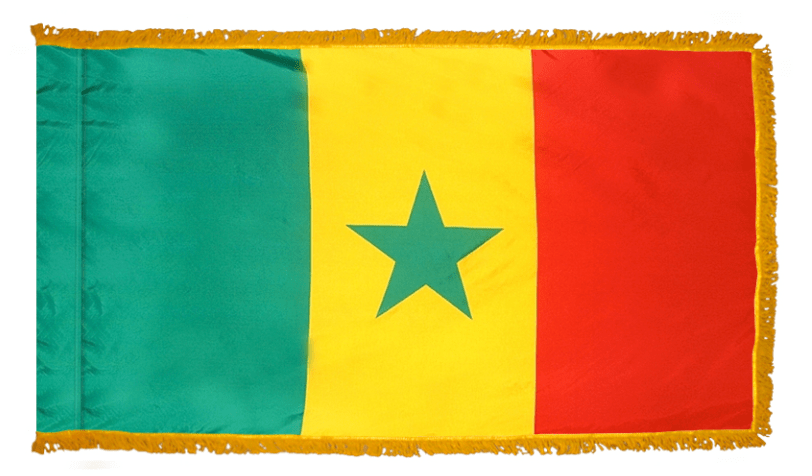 Senegal nylon flag product image with Pan-African tricolor and green star
