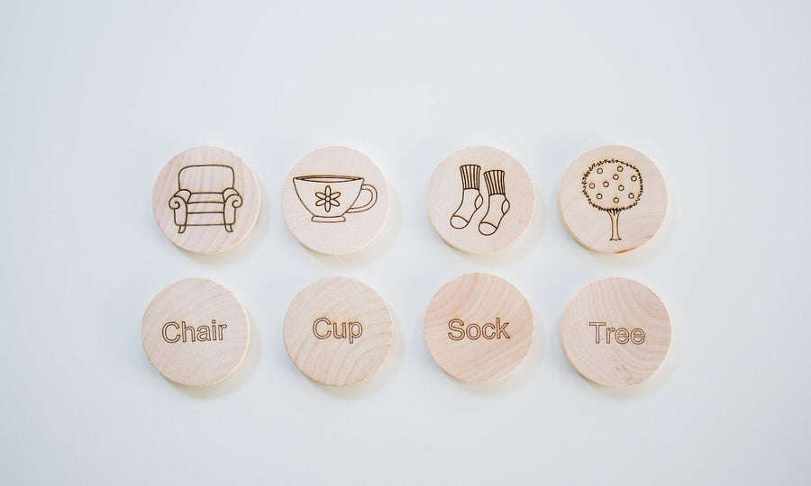Sight Word Matching Game: 24 Wooden Tiles