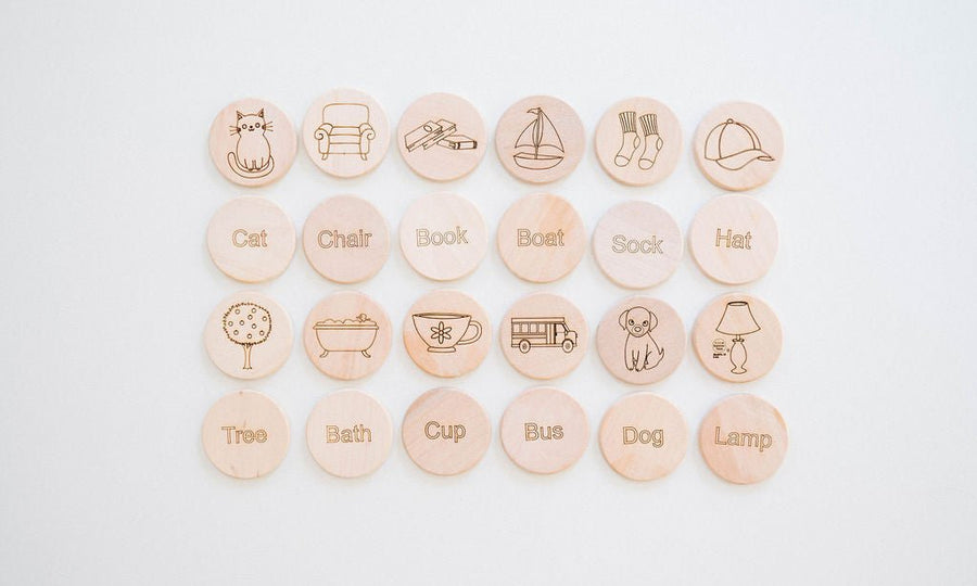 Sight Word Matching Game: 24 Wooden Tiles