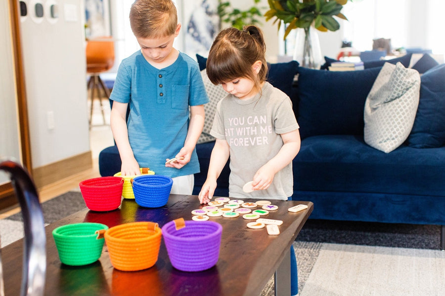 Preschool Sorting Game: 42 Wooden Tiles
