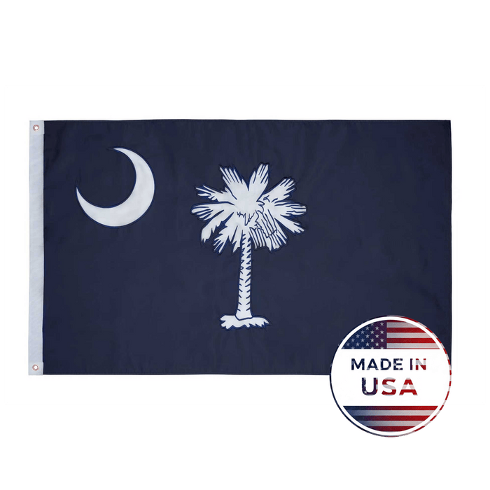 South Carolina 3x5 state flag made in USA with embroidered palmetto and crescent