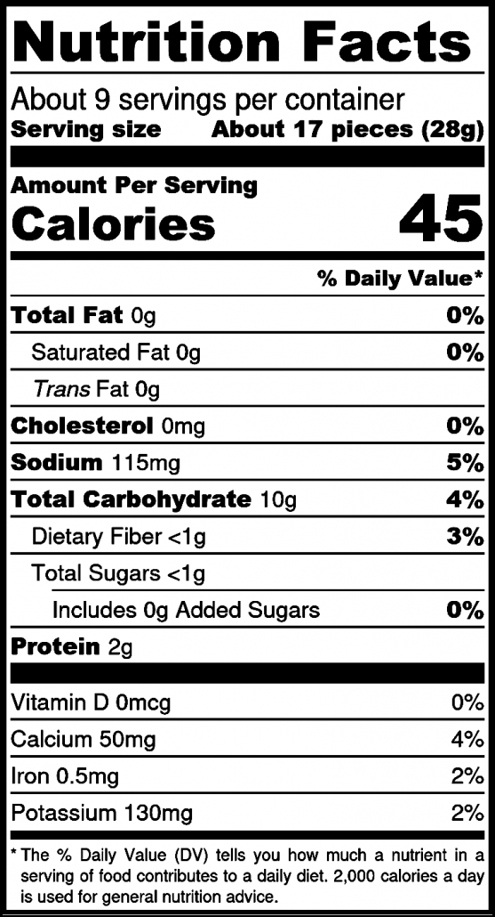 Nutrition facts label for Spicy Asian Garlic