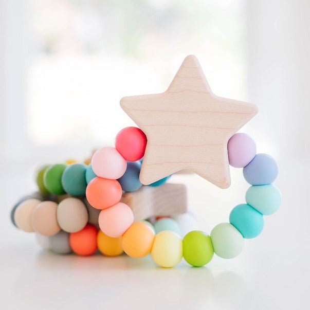 Star Charm Baby Teether: Maple & Silicone