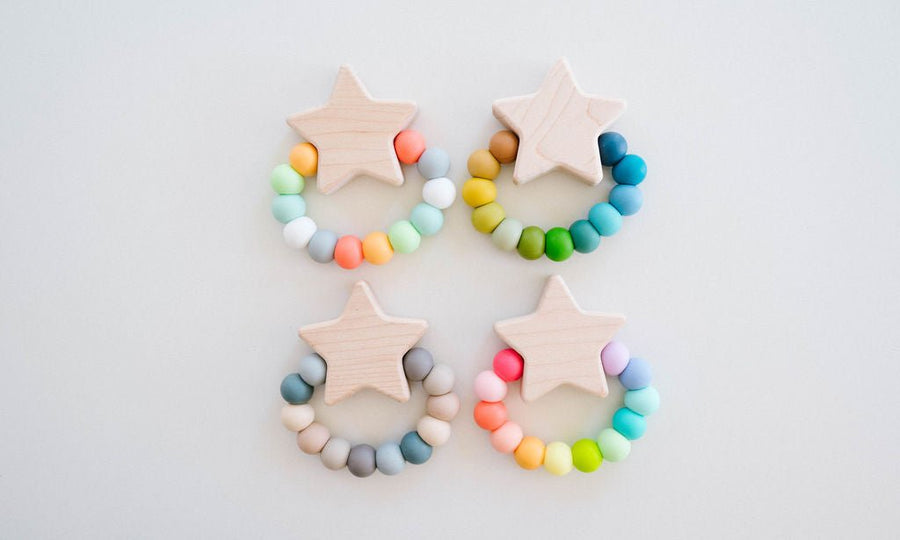 Star Charm Baby Teether: Maple & Silicone