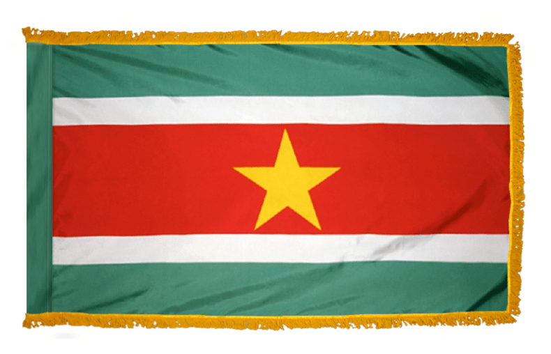 Suriname nylon flag product image with yellow star centered on wide red band