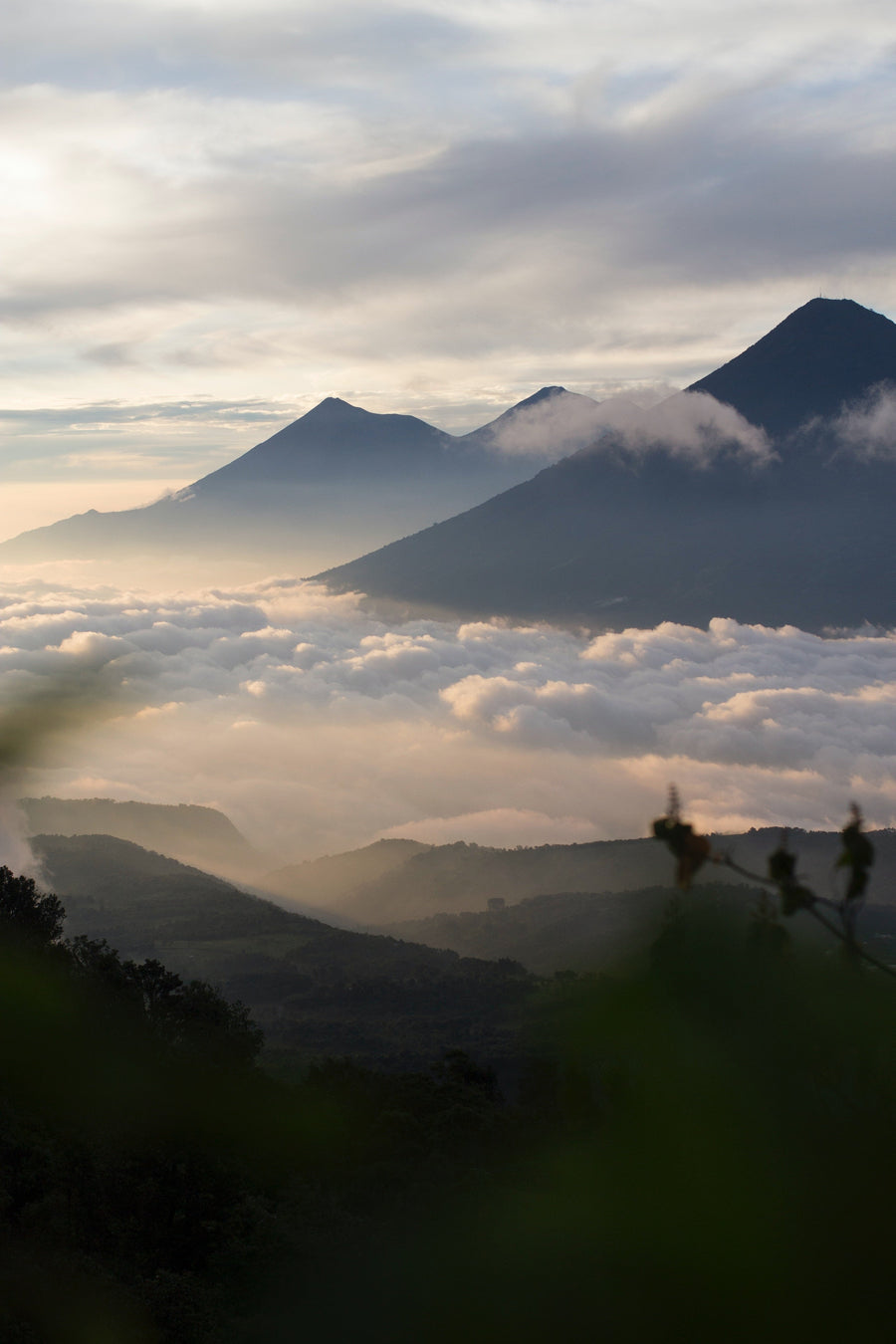 Mountain peaks and clouds in the Guatemala Antigua coffee image gallery