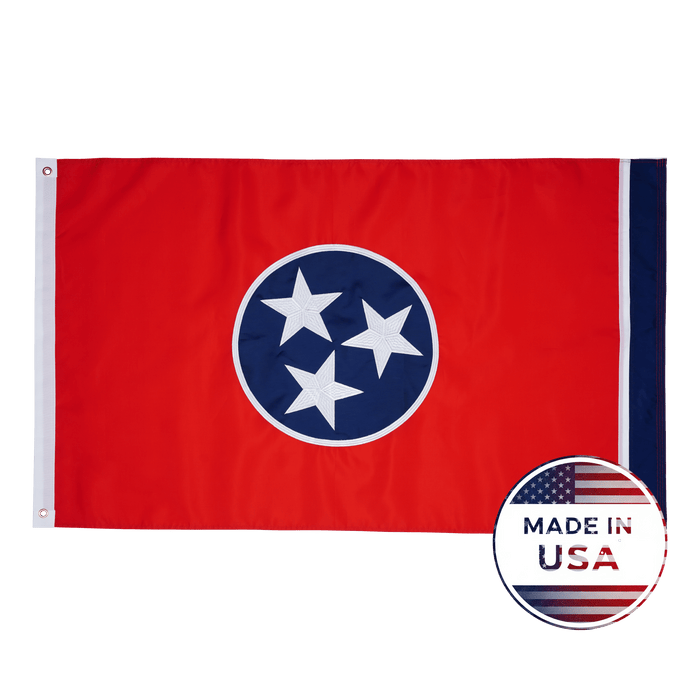 Tennessee 3x5 state flag made in USA with embroidered three-star emblem