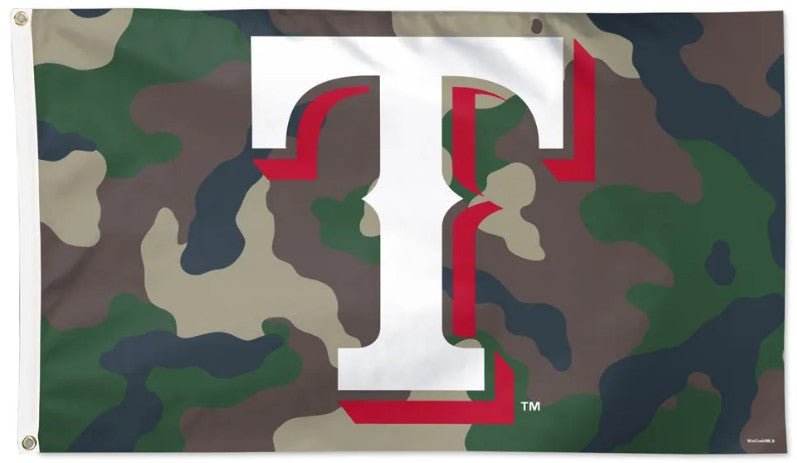 Texas Rangers 3x5 camouflage MLB flag with team logo