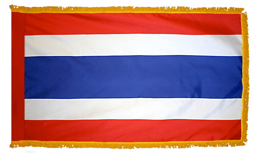 Thailand nylon flag product image with wide blue center band and red white outer stripes
