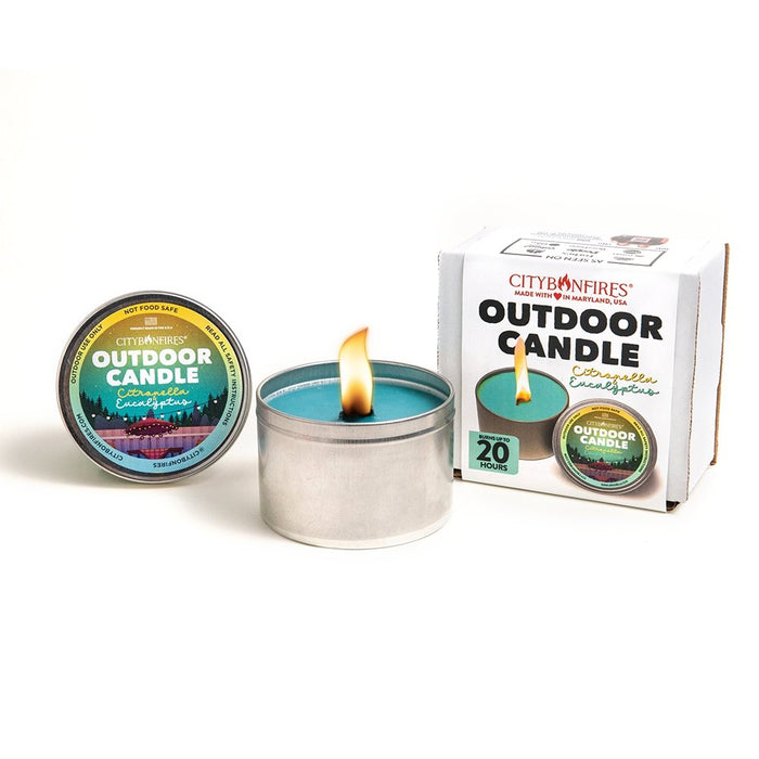 Citronella and eucalyptus candle with labeled lid and box