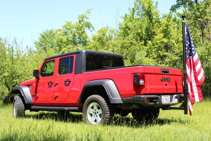 Heavy-Duty Hitch-Mount Flagpole Kit — rope, cleat and pulley hardware detail (image 7)