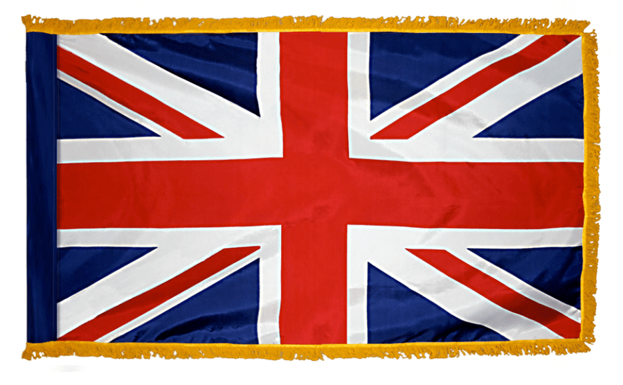 UK nylon Union Jack flag product image with layered red white and blue crosses