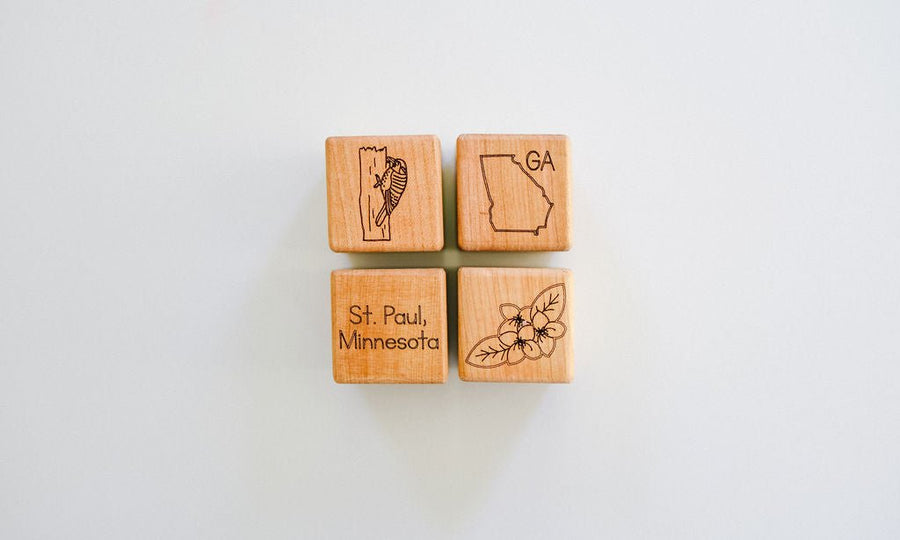 USA State Learning Blocks: 50 Engraved Maple Blocks